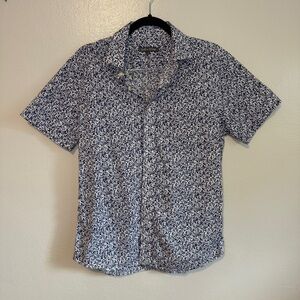 Slate & Stone Shirt Mens Blue Marbled Print Cotton Button Up Medium